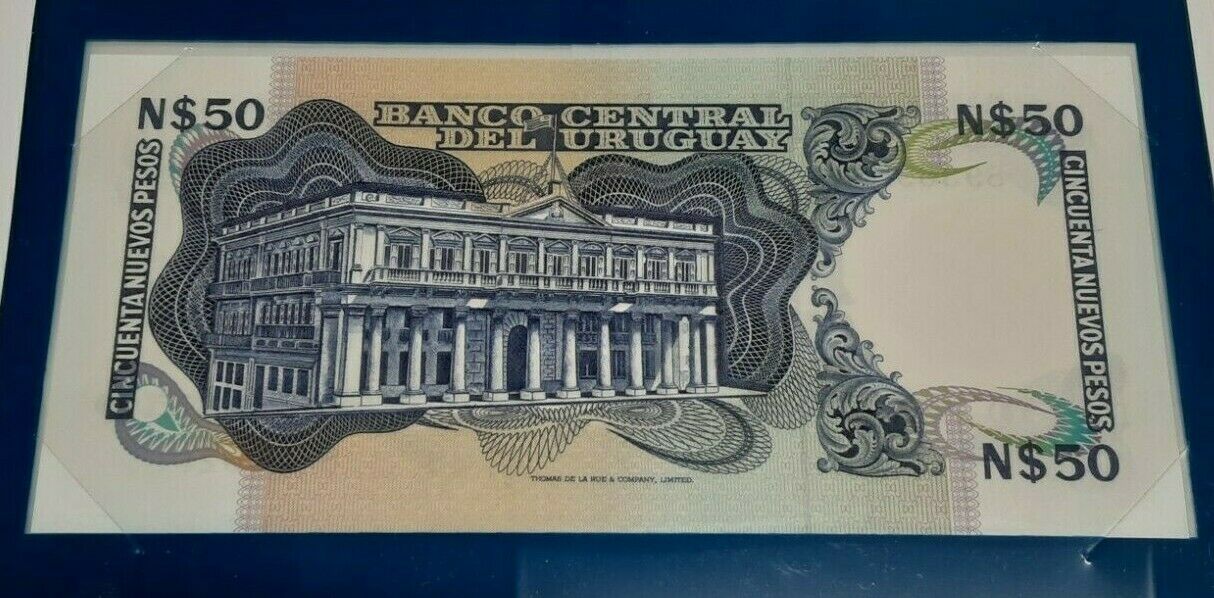 1985 Uruguay 50 New Pesos Banknote Crisp Uncirculated in Stamped Envelope