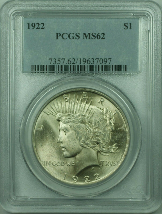 1922 Peace Silver Dollar $1 Coin PCGS MS-62 Looks Undergraded (36) J