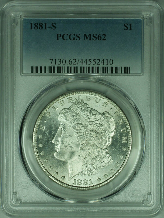 1881-S Morgan Silver Dollar Coin $1 PCGS MS-62 Better Coin (28B)