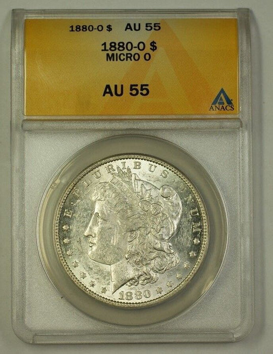 1880-O US Morgan Silver Dollar $1 Coin Micro O VAM 56 ANACS AU-55