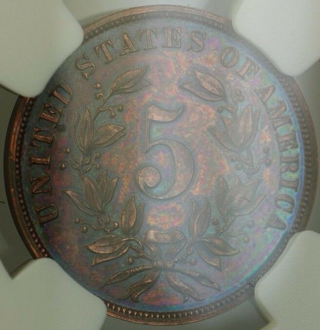 1866 Shield Nickel Pattern Proof 5c Copper Coin NGC PF-60 BN J-502 Toned Judd WW