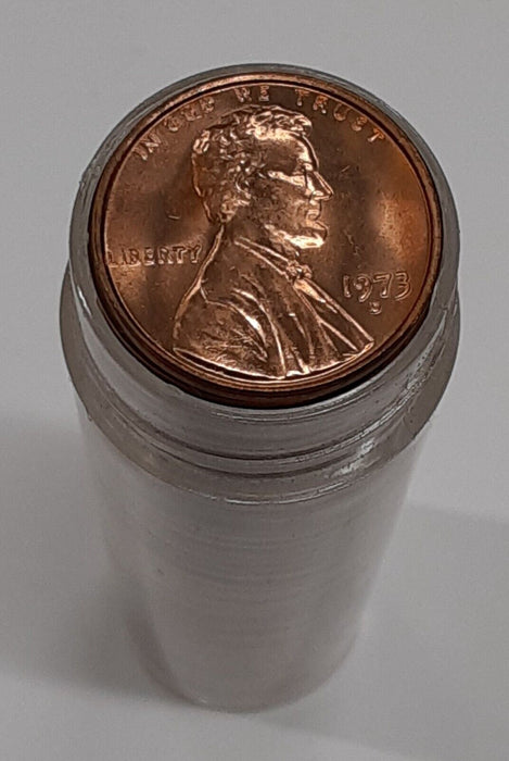 1973-D US Lincoln Cent Roll of 50 BU Coins Total in Coin Tubes