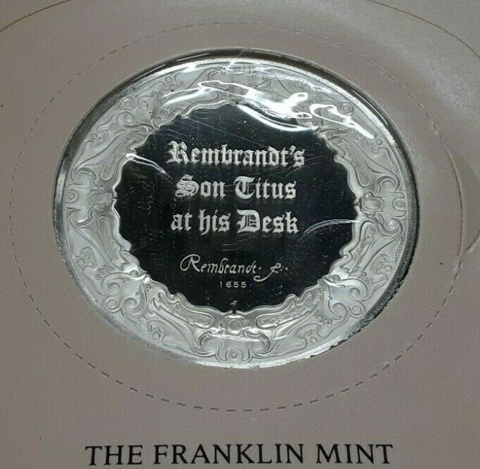 Franklin Mint Genius/Rembrandt PR .925 Silver Medal-Rembrandt's Son in Card