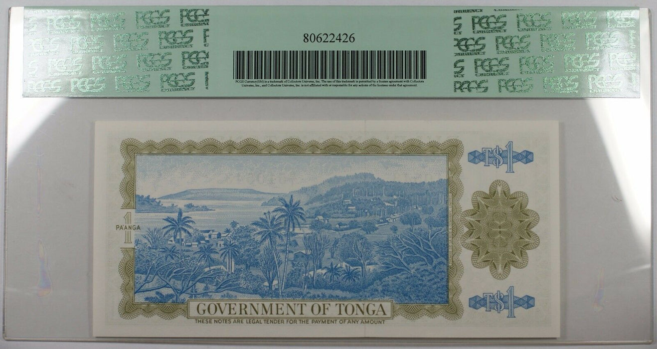 1976-89 Government of Tonga 1 Pa'anga Note SCWPM# 19c PCGS 66 PPQ Gem New