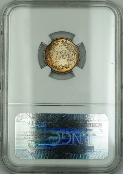 1899 Barber Silver Dime NGC UNC Details Artificial Toning (Very Choice Coin) RF