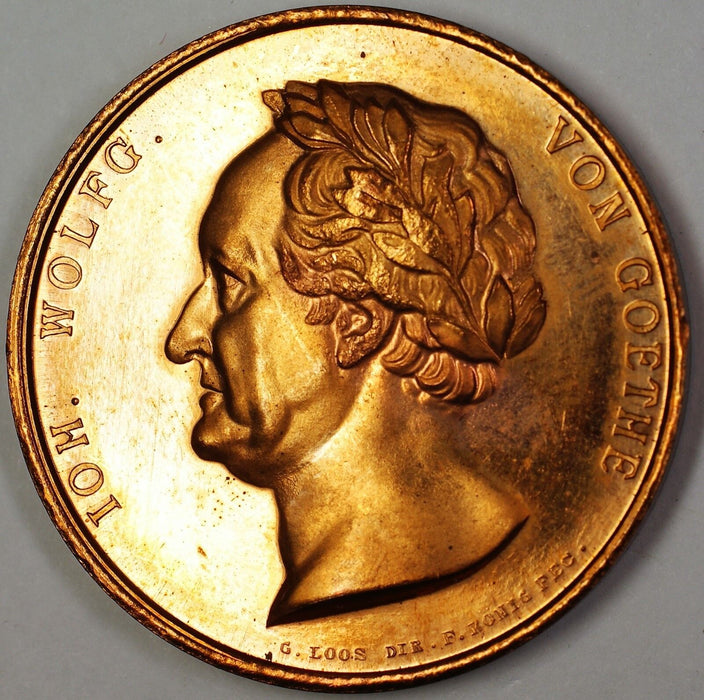 1826 German Ioh Wolfgang Von Gothe Brilliant Uncirculated Brass Medal