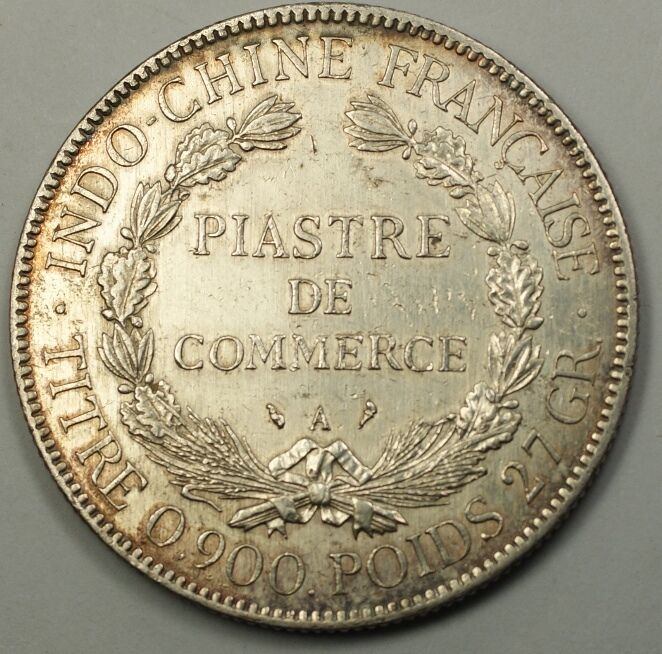 1909 A French Indochina Silver Crown Piastre Coin France