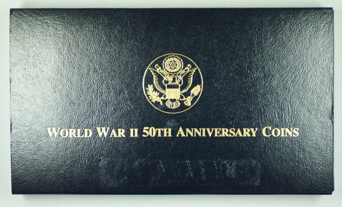 1991-95 World War II 50th Ann. Gold $5 Silver $1 50 Cent 3 Coin Proof Set in OGP