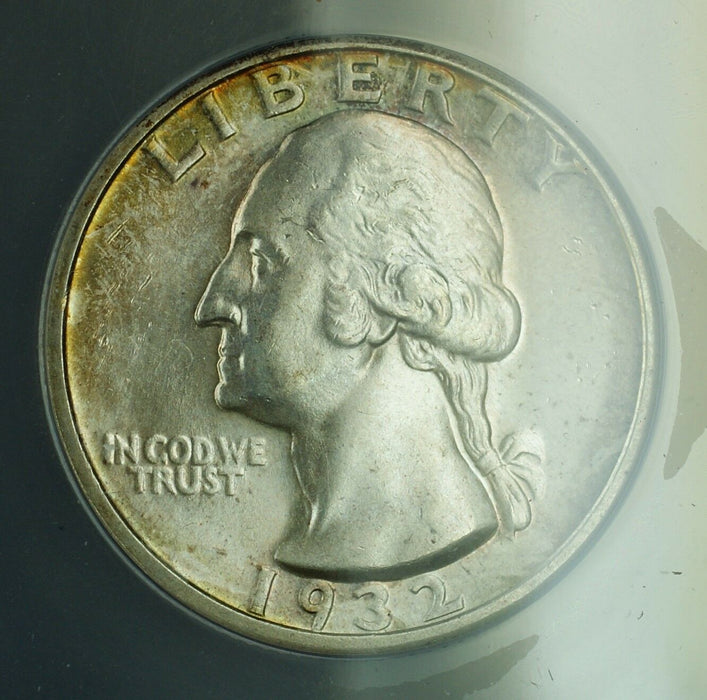 1932-D Silver Washington Quarter ANACS MS-61 (Better Coin SPL) Toned Key Date RF
