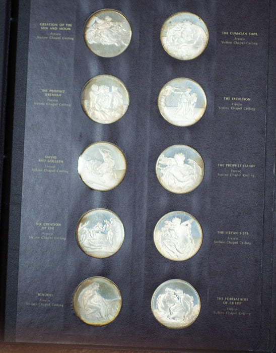 Collection of 60 1.3 ozt Sterling Silver Medals Frescoes of the Sistine Chapel
