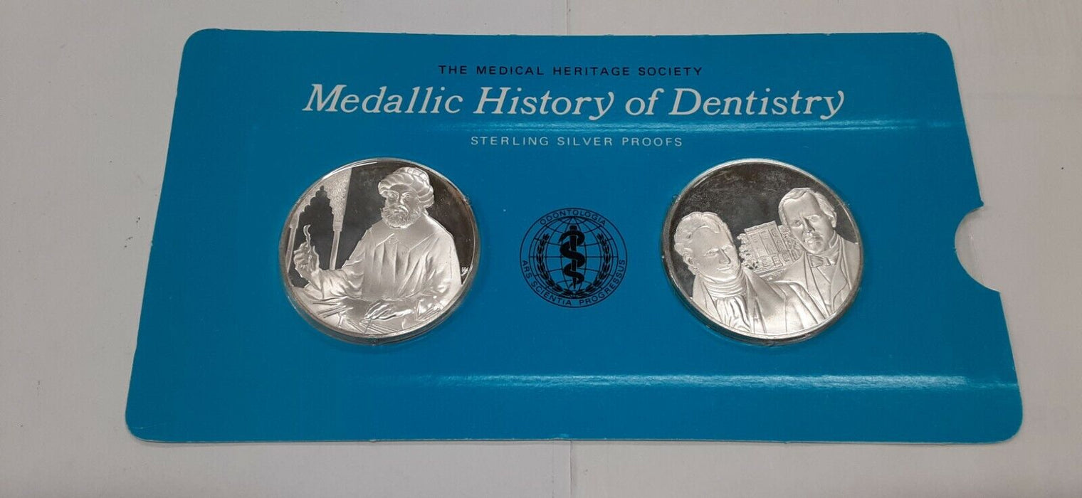 History of Dentistry .925 Silver PF Medals Franklin Mint- BCDS/Abulcasis