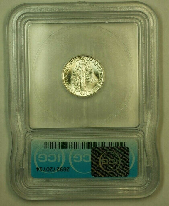 1943 Silver Mercury Dime 10c Coin ICG MS-65 F