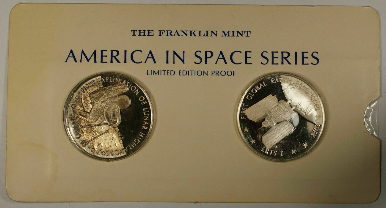 America in Space Series: Apollo XVI (16) & ERTS I Sterling Silver Proof Medals
