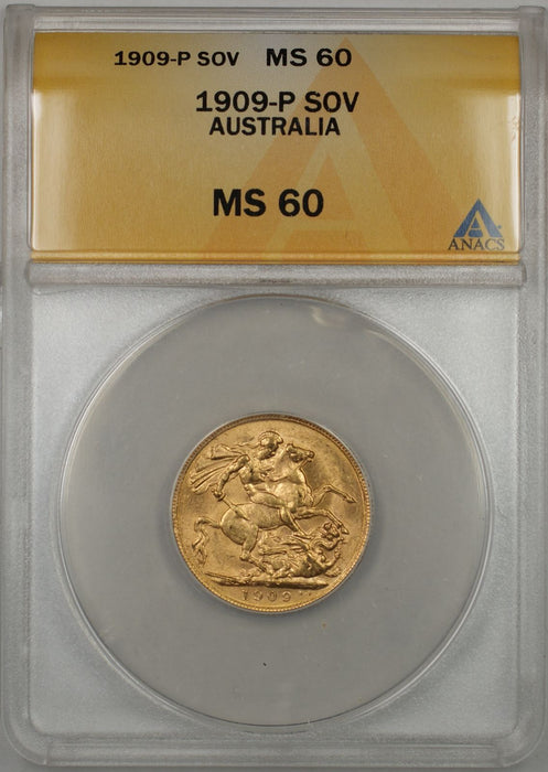 1909-P Australia Sovereign Gold Coin ANACS MS-60 (B AMT)