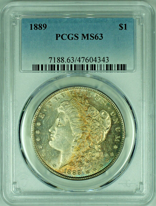 1889 Morgan Silver Dollar Toned PCGS MS 63 47