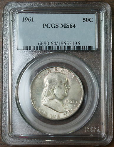1961 Franklin Silver Half Dollar, PCGS MS-64 Lightly Toned