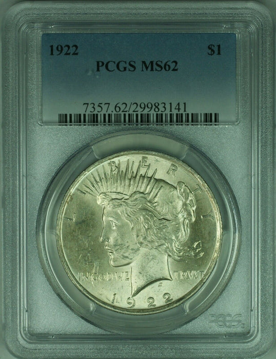 1922 Peace Silver Dollar $1 Coin PCGS MS-62 Better Coin (34-F)