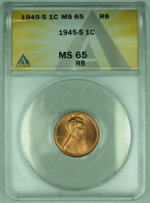 1945-S Lincoln Wheat Cent 1C Coin ANACS MS 65 RB (1)