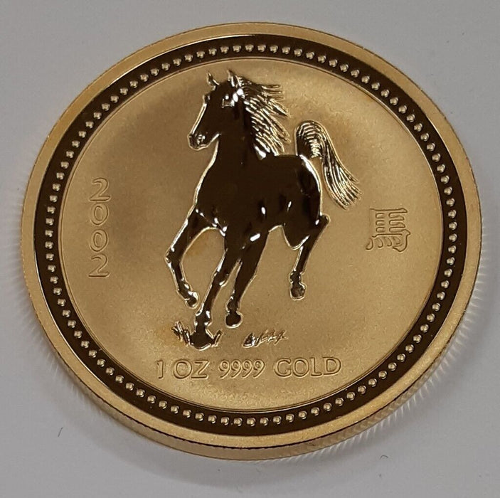 2002 Australia $100 Dollar 1 Ounce .9999 Gold Coin Lunar Series Year of Horse