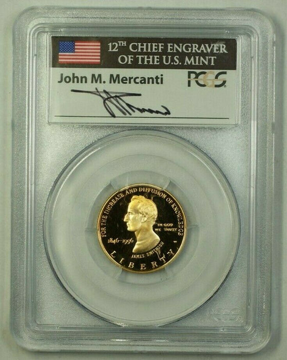 1996-W US Smithsonian Commemorative Proof Gold $5 Coin W/ John Mercanti Signatur