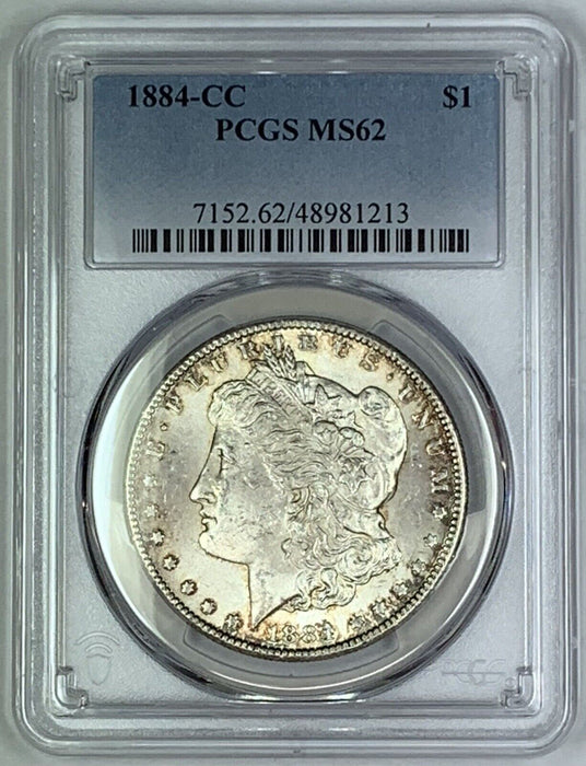 1884-CC Morgan Silver $1 Dollar Coin Toned PCGS MS 62 (7) B