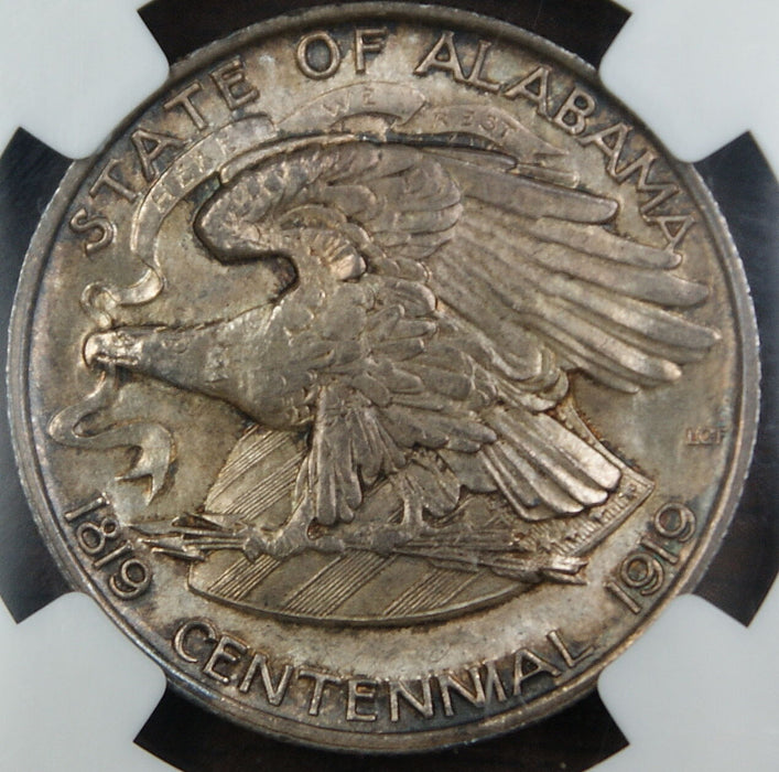 1921 2X2 Alabama Commemorative Silver Half Dollar, NGC MS-64, Toned *GEM* Coin