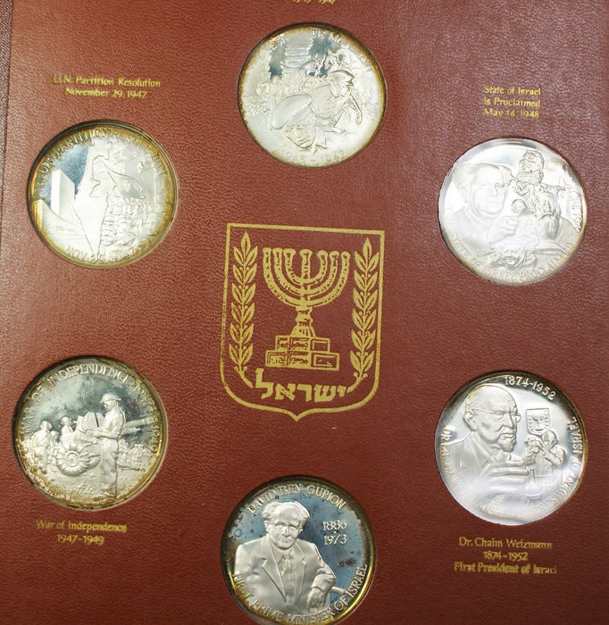 The Birth of Israel 30 Brilliant Uncirculated Silver State Medals Set in Book