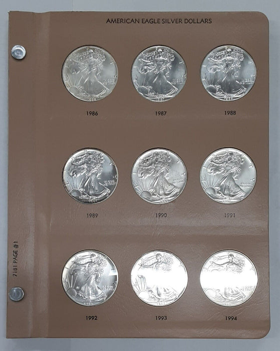 1986-2015 American Silver Eagle Set - 30 BU Coins in Dansco Album Pages