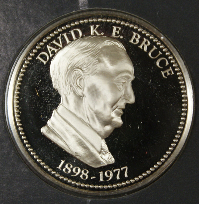 David K.E. Bruce Proof Silver Medal, By The Franklin Mint, Sterling Silver Medal