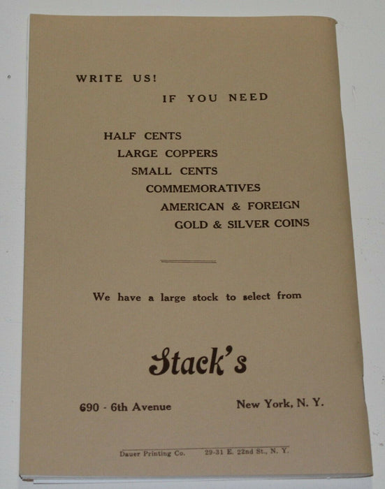 Stacks 50th Anniv Commemorative Auction Catalog Reprint October 18 19 1935 WW17X