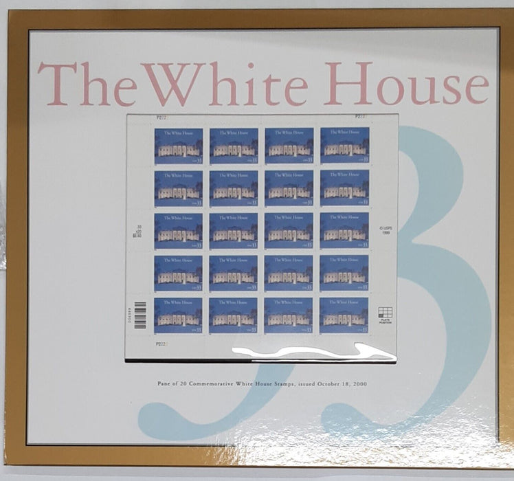 2000 White House Bicentennial $20 Note & Stamps w/COA in USPS/Treasury Folder