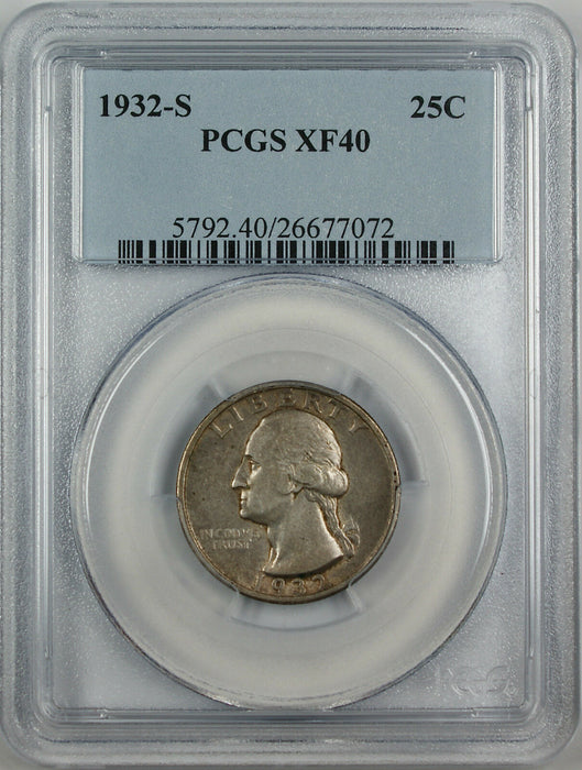 1932-S Silver Washington Quarter, PCGS XF-40, Better Coin, Semi-Key Date