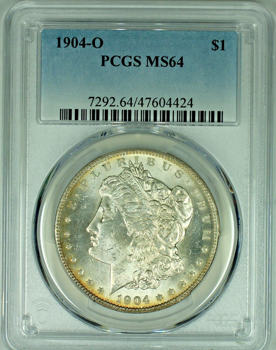1904-O Morgan Silver Dollar $1 Coin Toned REV PCGS MS 64 (48) F