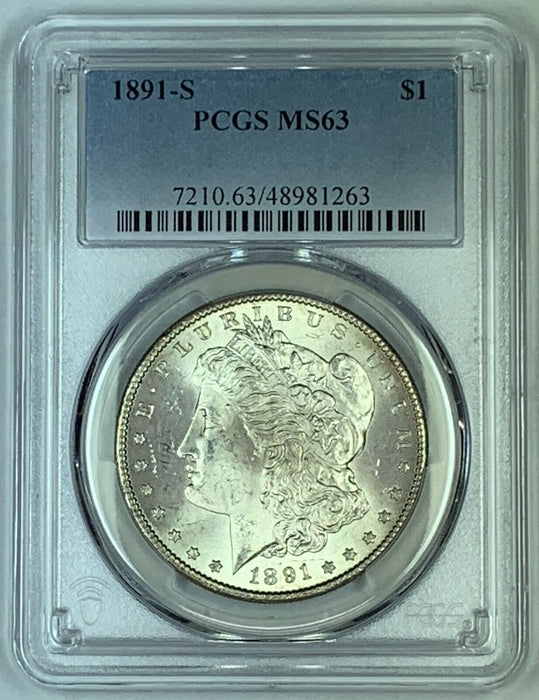 1891-S Morgan Silver $1 Dollar Coin PCGS MS 63 (7)