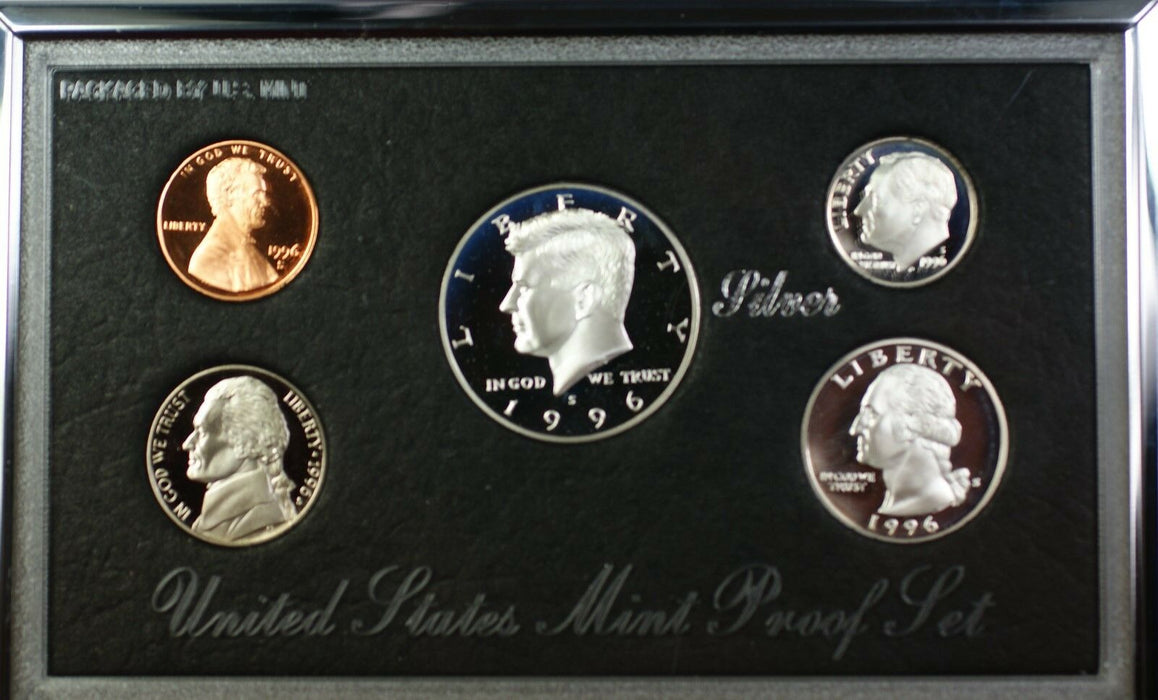 1996-S U.S. Mint Complete SILVER Premier Proof Set Gem Coins with Box and COA