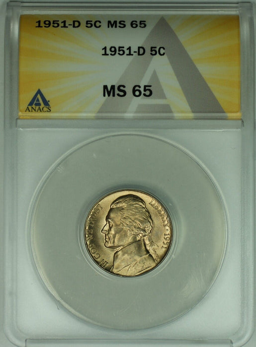 1951-D Jefferson Nickel 5C ANACS MS 65 (51)