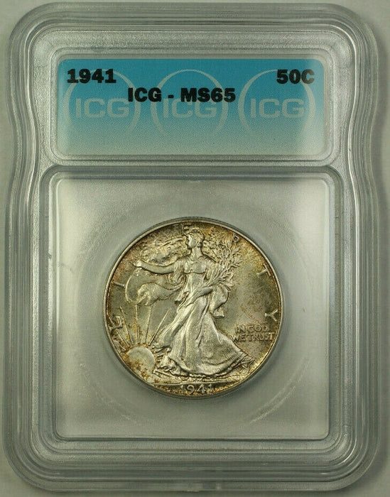 1941 Silver Walking Liberty Half Dollar 50c Coin ICG MS-65 Lightly Toned