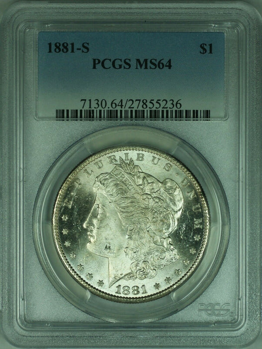 1881-S Morgan Silver Dollar Coin $1 PCGS MS64 (32 L)