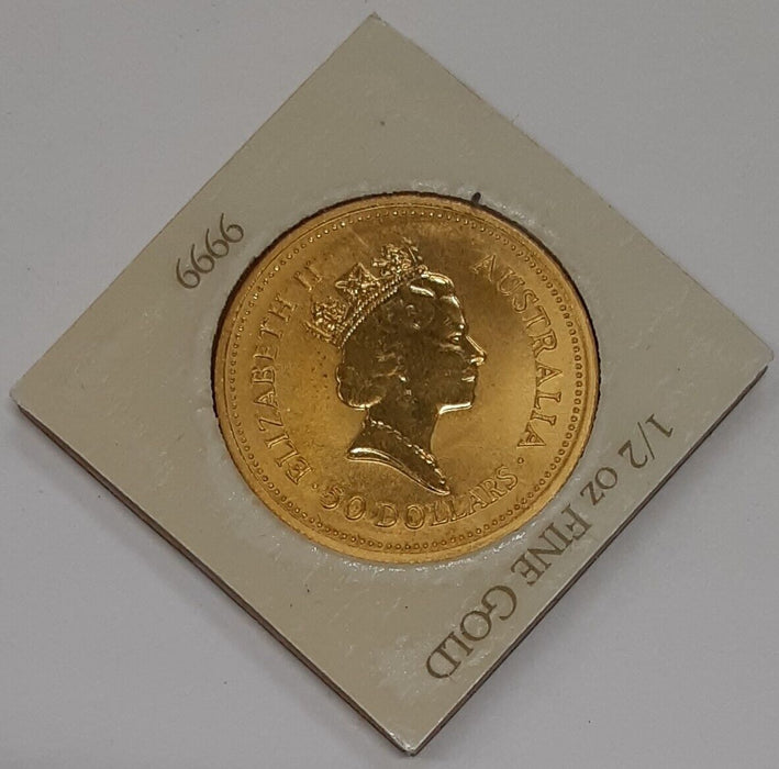1987 Australia Nugget $50 Dollar 1/2 Ounce Gold Coin - BU in Original Holder