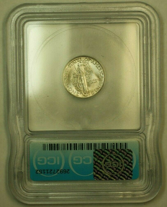 1945 Silver Mercury Dime 10c Coin ICG MS-65 X