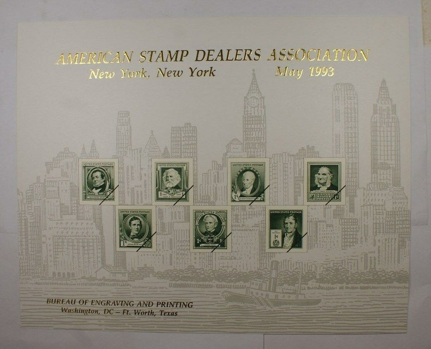 BEP souvenir card B 168 ASDA 1993 seven 1940 1¢ Famous American stamps