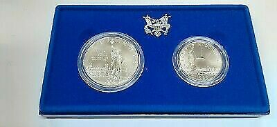 1986 Statue of Liberty Commemorative UNC 2 Coin Set - $1 & Half Dollar in OGP