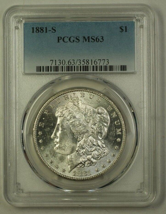 1881-S US Morgan Silver Dollar $1 Coin PCGS MS-63 (Better) (N) 12