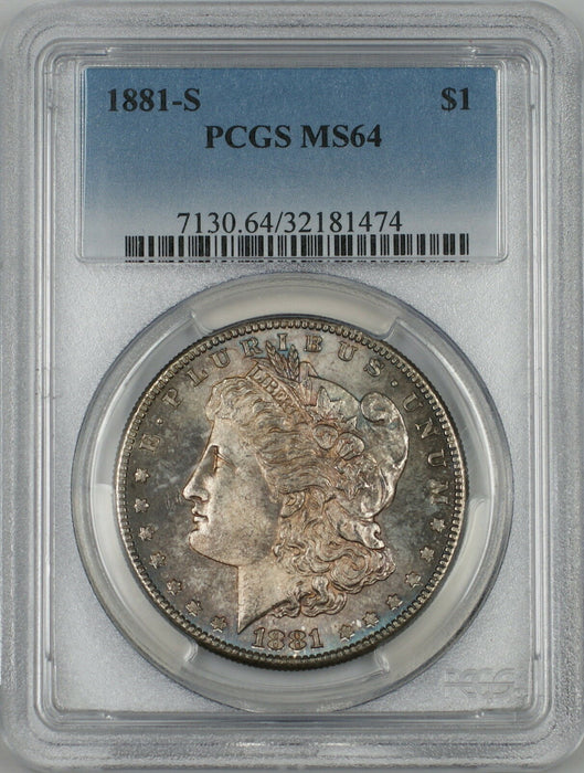 1881-S Morgan Silver Dollar $1 Coin PCGS MS-64 Toned (2A)