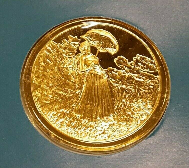Masterpieces of Impressionism Gold Plated .925 Silver PR Medal-Woman w/Parasol