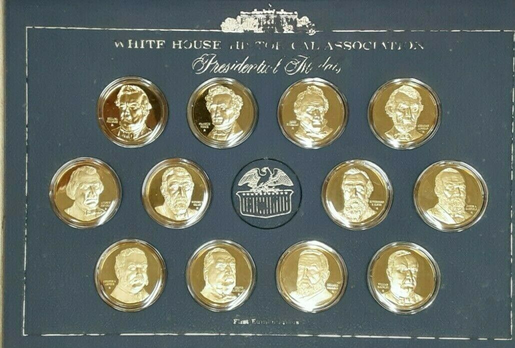 White House Historical Assoc 36 Pc Gold Plated/Silver Presidential Medals Set