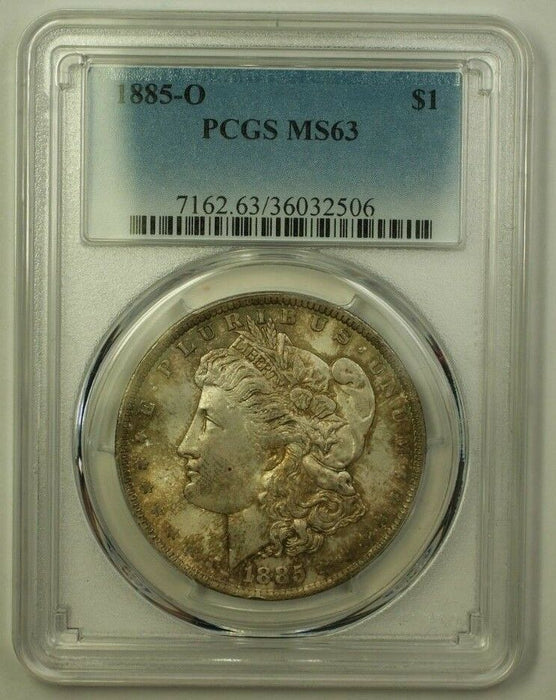 1885-O Morgan Silver Dollar $1 Coin PCGS MS-63 BU Choice Toned (Better) (19) A