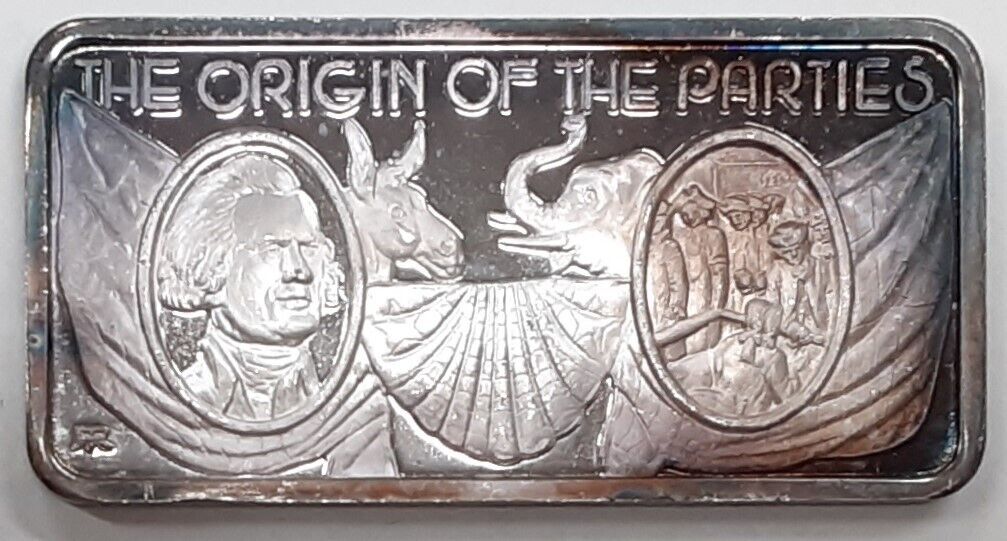 Hamilton Mint  .999 Fine 1 Troy Oz Silver Bar - Origin of Parties  SB 83