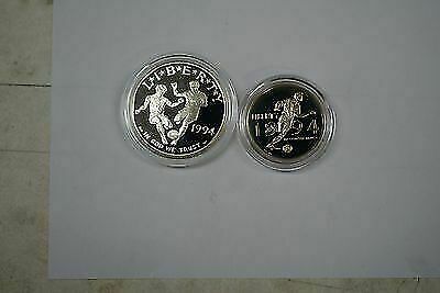 1994-S World Cup Commemorative 2 Coin $1 and 50c Proof Set US Mint Box with COA