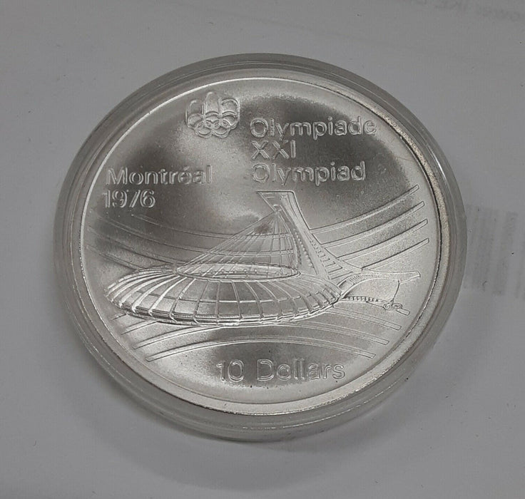 1976 Canada RCM 10 Dollar 1976 Montreal Olympic Games BU Silver Coin - Stadium